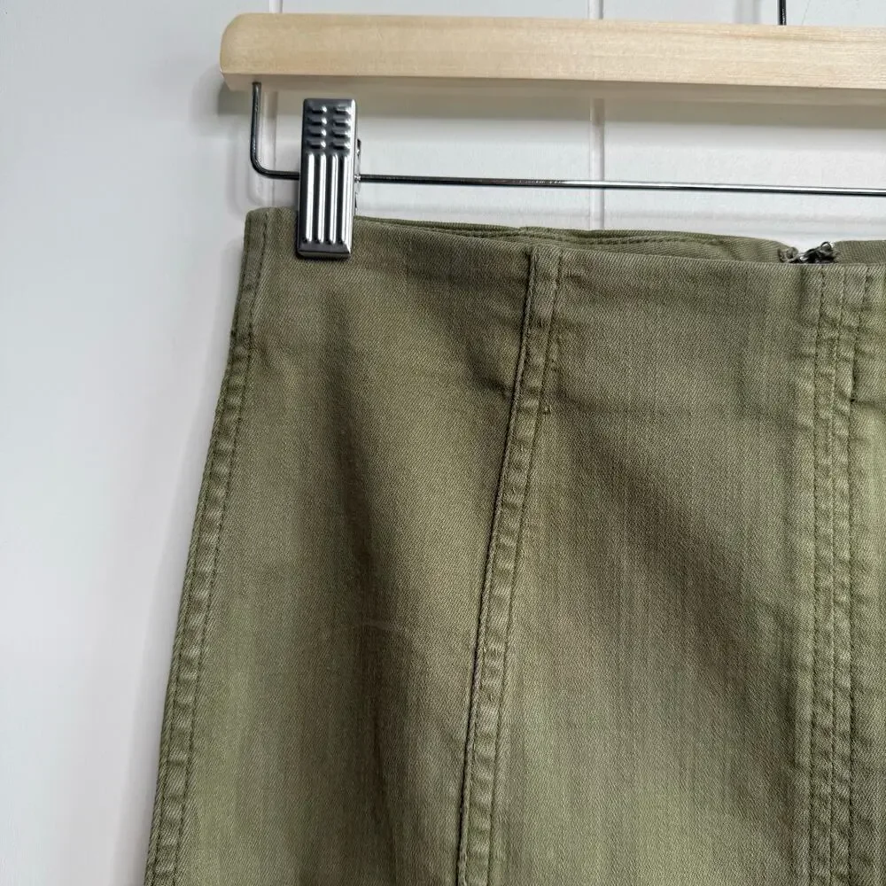 Free People mini skirt stretchy military green boho 4